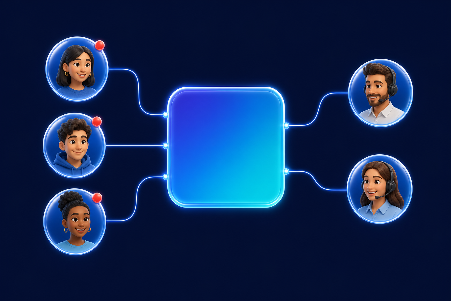 Chats de clientes de todos los canales llegando a ChatSales y repartidos a los vendedores